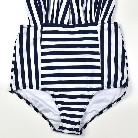 Cocoship Retro One Piece Stripe Swimsuit Large - Picture 2 of 7